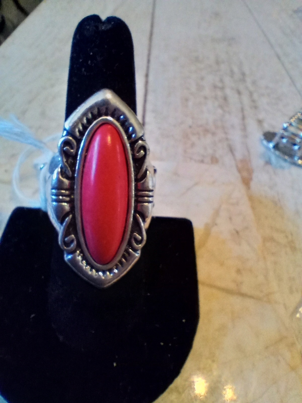 paparazzi Silver-Tone Ring with Bold Red Oval Stone